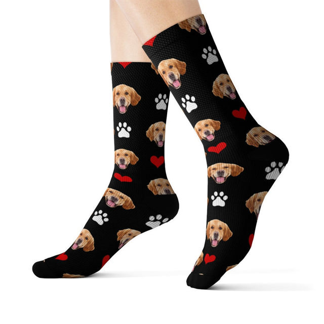 Picture of Custom Pet Photo Socks Personalized Cute Dog Face Socks  - Personalized Funny Photo Face Socks for Men & Women - Best Gift for Family