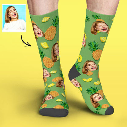 Picture of Custom Photo Socks - Pineapple  - Personalized Funny Photo Face Socks for Men & Women - Best Gift for Family