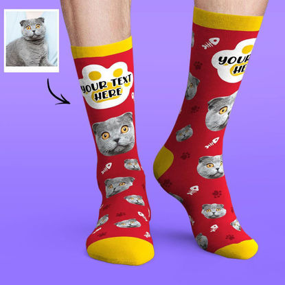 Picture of Custom Face Socks Colorful Candy Series Soft And Comfortable Cat Socks - Personalized Funny Photo Face Socks for Men & Women - Best Gift for Family