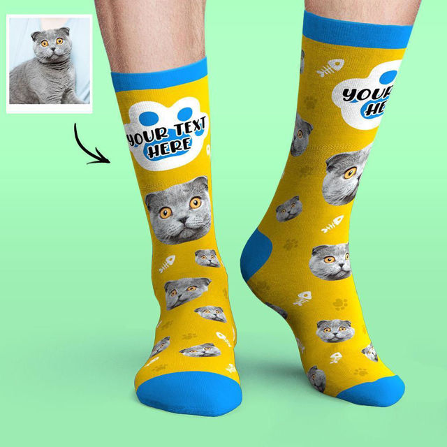 Picture of Custom Face Socks Colorful Candy Series Soft And Comfortable Cat Socks - Personalized Funny Photo Face Socks for Men & Women - Best Gift for Family