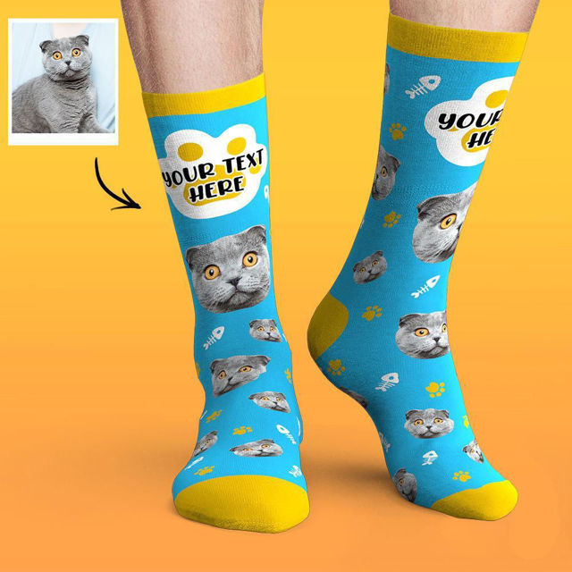 Picture of Custom Face Socks Colorful Candy Series Soft And Comfortable Cat Socks - Personalized Funny Photo Face Socks for Men & Women - Best Gift for Family