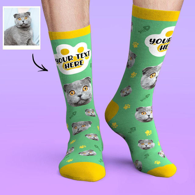 Picture of Custom Face Socks Colorful Candy Series Soft And Comfortable Cat Socks - Personalized Funny Photo Face Socks for Men & Women - Best Gift for Family