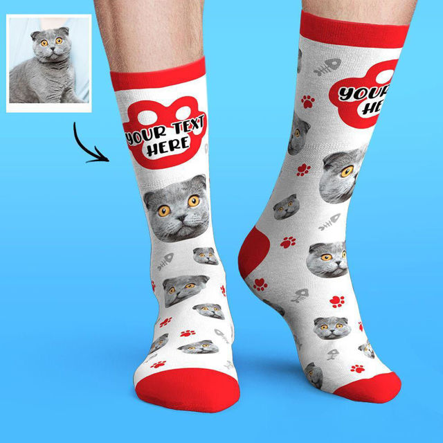 Picture of Custom Face Socks Colorful Candy Series Soft And Comfortable Cat Socks - Personalized Funny Photo Face Socks for Men & Women - Best Gift for Family