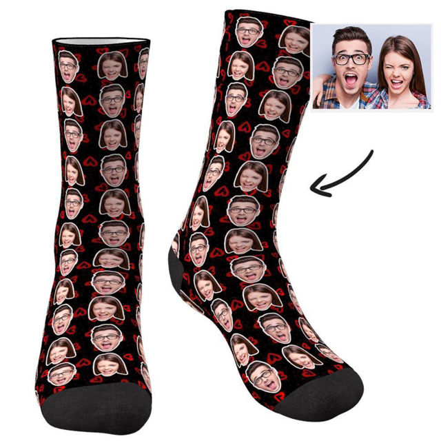 Picture of Custom Face Socks Colorful Two Faces - Personalized Funny Photo Face Socks for Men & Women - Best Gift for Family