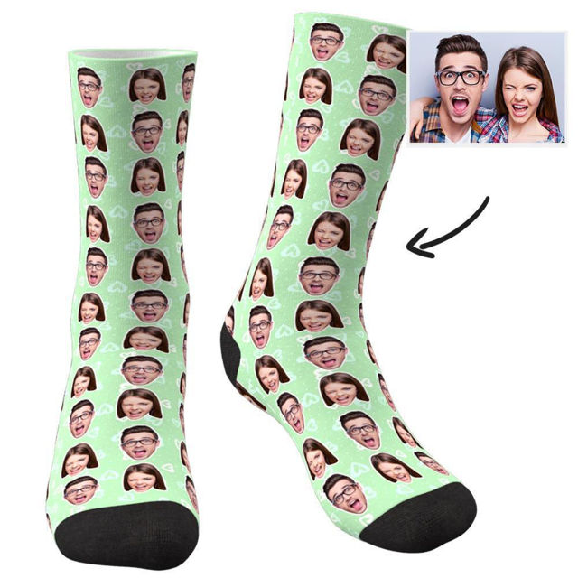 Picture of Custom Face Socks Colorful Two Faces - Personalized Funny Photo Face Socks for Men & Women - Best Gift for Family