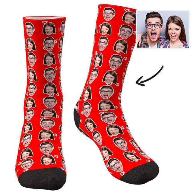 Picture of Custom Face Socks Colorful Two Faces - Personalized Funny Photo Face Socks for Men & Women - Best Gift for Family