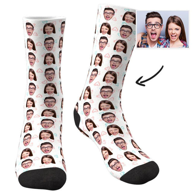 Picture of Custom Face Socks Colorful Two Faces - Personalized Funny Photo Face Socks for Men & Women - Best Gift for Family