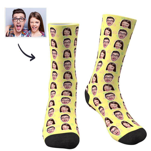 Picture of Custom Face Socks Colorful Two Faces - Personalized Funny Photo Face Socks for Men & Women - Best Gift for Family