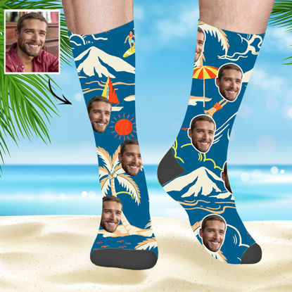 Picture of Custom Hawaiian Socks Personalized Summer Socks - Surf - Personalized Funny Photo Face Socks for Men & Women - Best Gift for Family