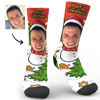 Picture of Christmas Photo Socks Snowman with Text - Personalized Funny Photo Face Socks for Men & Women - Best Gift for Family