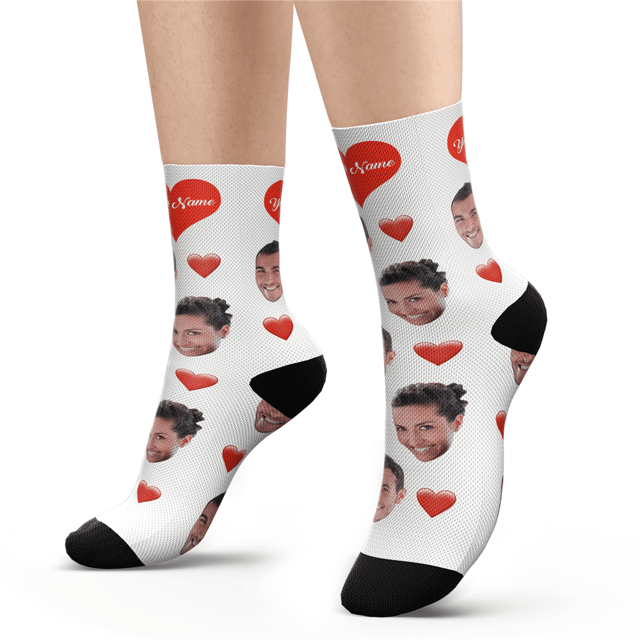 Picture of Custom Face Socks - Heart - Personalized Funny Photo Face Socks for Men & Women - Best Gift for Family