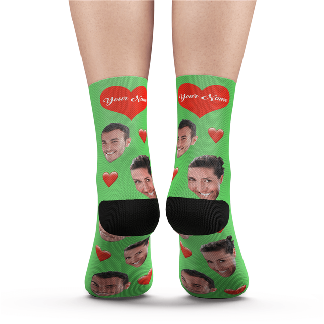 Picture of Custom Face Socks - Heart - Personalized Funny Photo Face Socks for Men & Women - Best Gift for Family