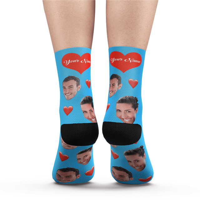 Picture of Custom Face Socks - Heart - Personalized Funny Photo Face Socks for Men & Women - Best Gift for Family