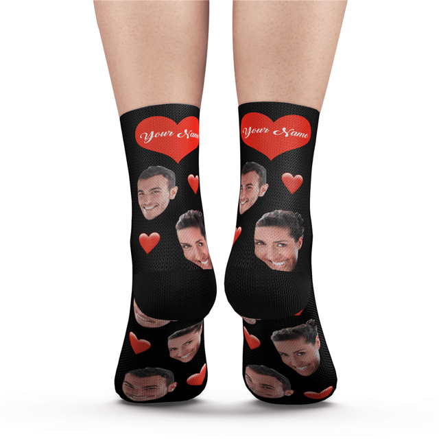 Picture of Custom Face Socks - Heart - Personalized Funny Photo Face Socks for Men & Women - Best Gift for Family