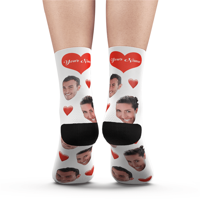 Picture of Custom Face Socks - Heart - Personalized Funny Photo Face Socks for Men & Women - Best Gift for Family