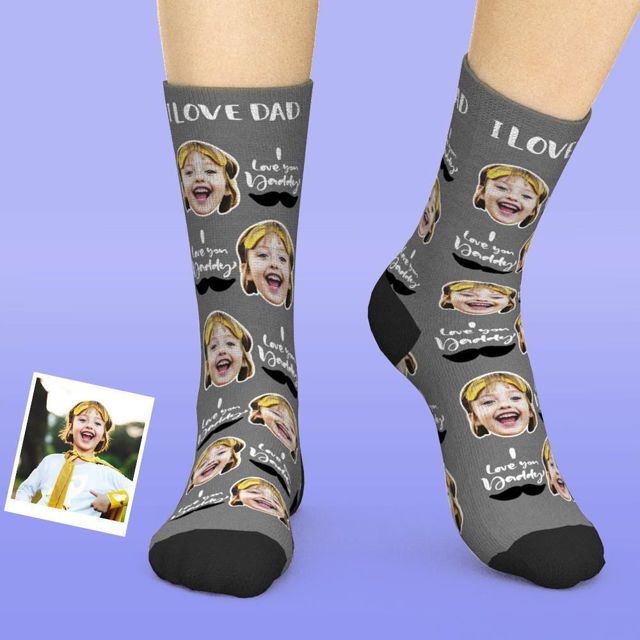 Picture of Custom Face Socks - I Love You Daddy - Personalized Funny Photo Face Socks for Men & Women - Best Gift for Family