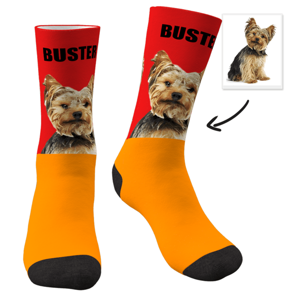 Picture of Custom Photo Socks With Your Pet And Text - Personalized Funny Photo Face Socks for Men & Women - Best Gift for Family