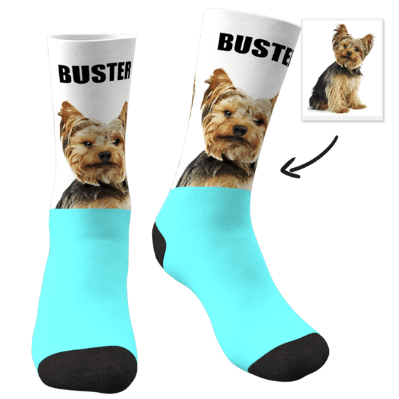 Picture of Custom Photo Socks With Your Pet And Text - Personalized Funny Photo Face Socks for Men & Women - Best Gift for Family