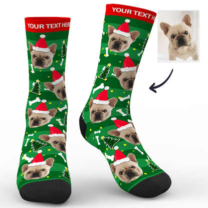 Picture of Christmas Custom Dog Photo Socks With Your Text - Personalized Funny Photo Face Socks for Men & Women - Best Gift for Family