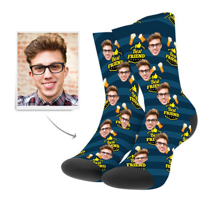 Picture of Custom Photo Socks with Best Friend Text - Personalized Funny Photo Face Socks for Men & Women - Best Gift for Family