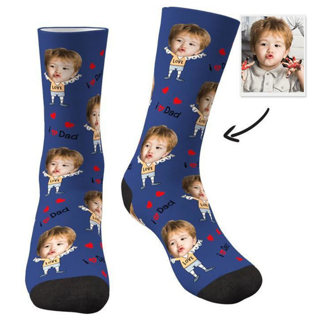 Picture of Custom Face Socks To The Dearest Daddy - Personalized Funny Photo Face Socks for Men & Women - Best Gift for Family