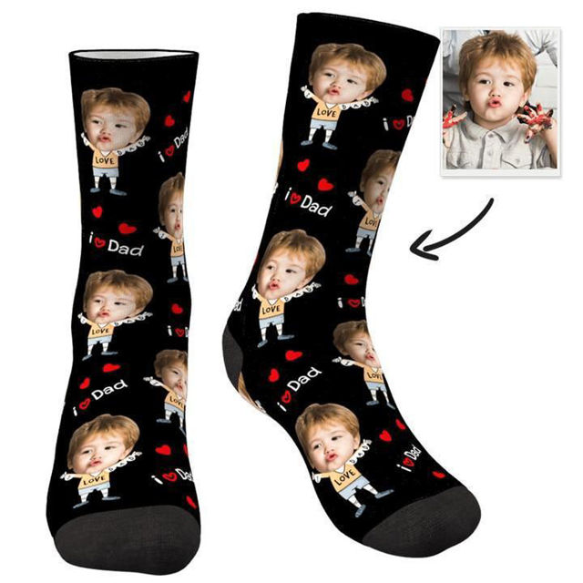 Picture of Custom Face Socks To The Dearest Daddy - Personalized Funny Photo Face Socks for Men & Women - Best Gift for Family