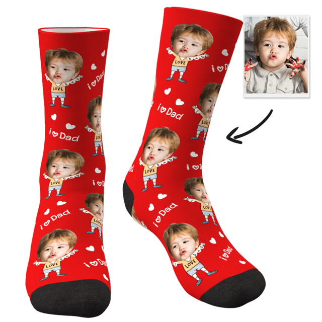 Picture of Custom Face Socks To The Dearest Daddy - Personalized Funny Photo Face Socks for Men & Women - Best Gift for Family