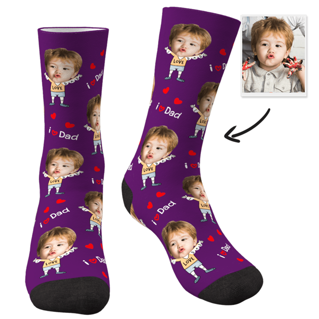 Picture of Custom Face Socks To The Dearest Daddy - Personalized Funny Photo Face Socks for Men & Women - Best Gift for Family