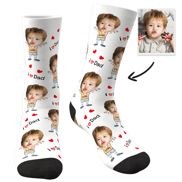 Picture of Custom Face Socks To The Dearest Daddy - Personalized Funny Photo Face Socks for Men & Women - Best Gift for Family