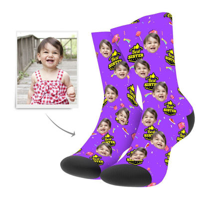 Picture of Custom Socks For Best Sister - Personalized Funny Photo Face Socks for Men & Women - Best Gift for Family