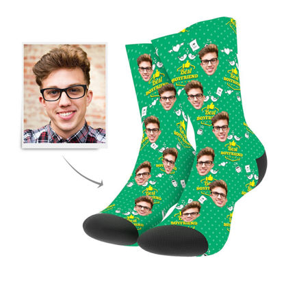 Picture of Custom Photo Socks With Best Boyfriend Text - Personalized Funny Photo Face Socks for Men & Women - Best Gift for Family