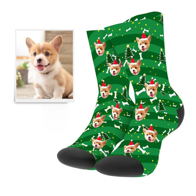 Picture of Christmas Custom Dog Photo Socks - Personalized Funny Photo Face Socks for Men & Women - Best Gift for Family