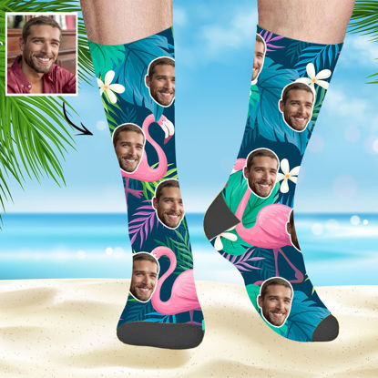 Picture of Custom Hawaiian Socks Personalized Summer Socks - Flamingo - Personalized Funny Photo Face Socks for Men & Women - Best Gift for Family