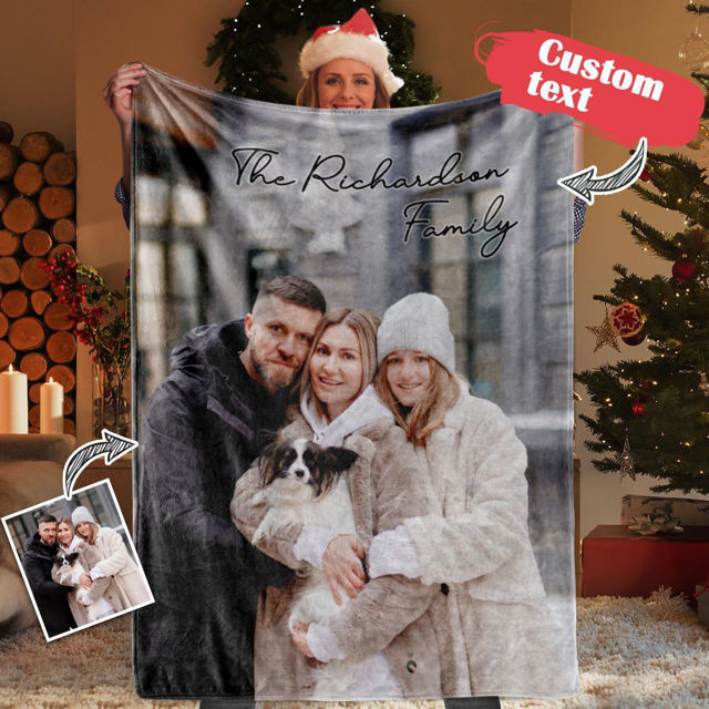 Picture of Custom Engraved Photo Blanket | You Can Customize Photos To Send To Your Family | Best Gifts Idea for Birthday, Thanksgiving, Christmas etc.