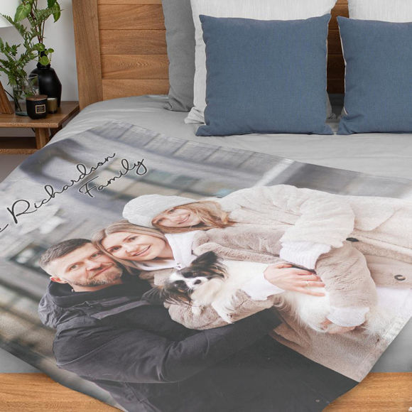 Picture of Custom Engraved Photo Blanket | You Can Customize Photos To Send To Your Family | Best Gifts Idea for Birthday, Thanksgiving, Christmas etc.