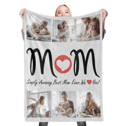 Picture of Custom Photo Blanket | Mom Blanket | Collage Blanket For Mother's Day | Best Gifts Idea for Birthday, Thanksgiving, Christmas etc.