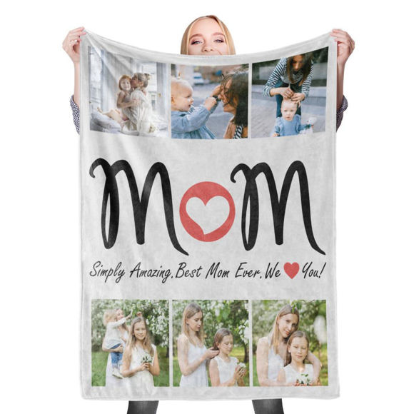 Picture of Custom Photo Blanket | Mom Blanket | Collage Blanket For Mother's Day | Best Gifts Idea for Birthday, Thanksgiving, Christmas etc.