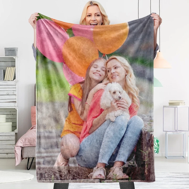 Picture of Photo Blankets | Custom Gift | Personalized Blanket | Custom Memorial Blankets For Mother's Day Gift | Best Gifts Idea for Birthday, Thanksgiving, Christmas etc.