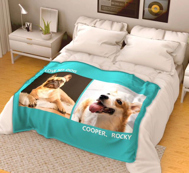 Picture of Custom Blanket Pets Fleece with 2 Photos | Best Gifts Idea for Birthday, Thanksgiving, Christmas etc.