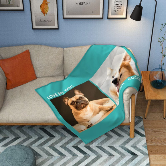 Picture of Custom Blanket Pets Fleece with 2 Photos | Best Gifts Idea for Birthday, Thanksgiving, Christmas etc.