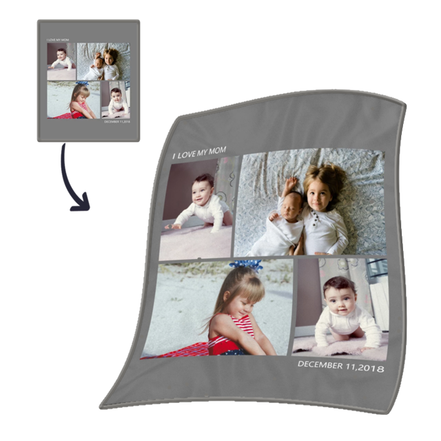 Picture of Custom Four-Picture Stitching Children's Blanket | Best Gifts Idea for Birthday, Thanksgiving, Christmas etc.