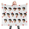 Picture of Colorful Custom Fleece Face Blanket With Heart | Best Gifts Idea for Birthday, Thanksgiving, Christmas etc.