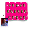 Picture of Colorful Custom Fleece Face Blanket With Heart | Best Gifts Idea for Birthday, Thanksgiving, Christmas etc.