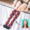 Picture of Personalized Knee High Printed Socks with UK Flag - Personalized Funny Photo Face Socks for Women - Best Gift for Her