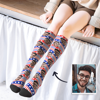 Picture of Personalized Knee High Printed Socks with US Flag - Personalized Funny Photo Face Socks for Women - Best Gift for Her