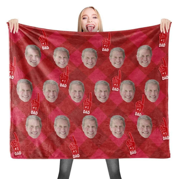 Picture of Custom Fleece Photo Blanket | #1 Dad | Best Gifts Idea for Birthday, Thanksgiving, Christmas etc.
