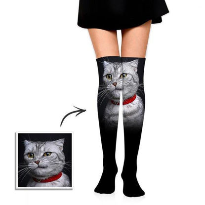 Picture of Personalized High Tube Socks With Pet - Personalized Funny Photo Face Socks for Women - Best Gift for Her