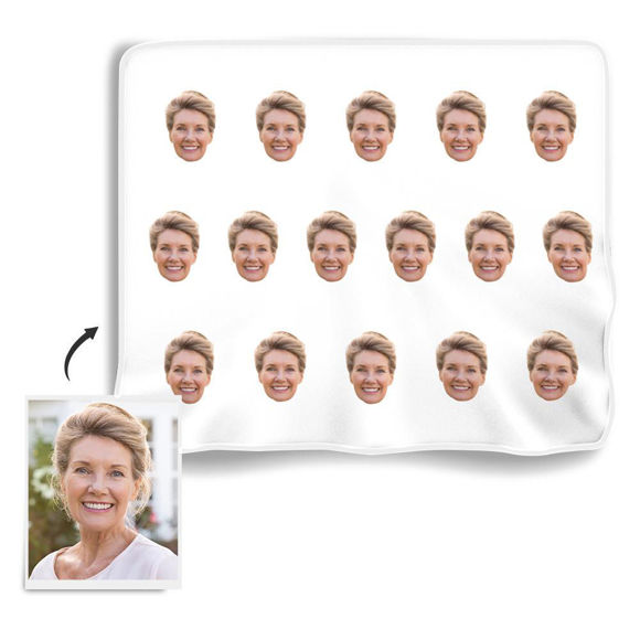 Picture of Colorful Custom Fleece Face Blanket | Best Gifts Idea for Birthday, Thanksgiving, Christmas etc.