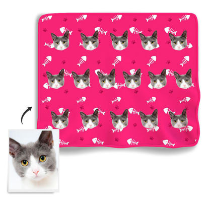 Picture of Custom Fleece Photo Blanket With Your Lovely Cat | Best Gifts Idea for Birthday, Thanksgiving, Christmas etc.