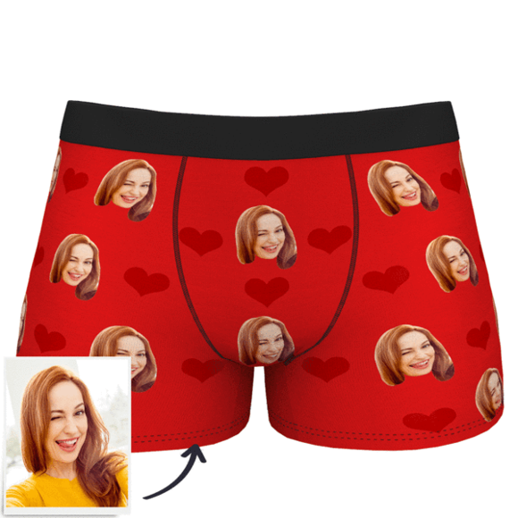 Picture of Custom Heart Face Underwear For Men - Personalized Funny Photo Face Underwear for Men - Best Gift for Him